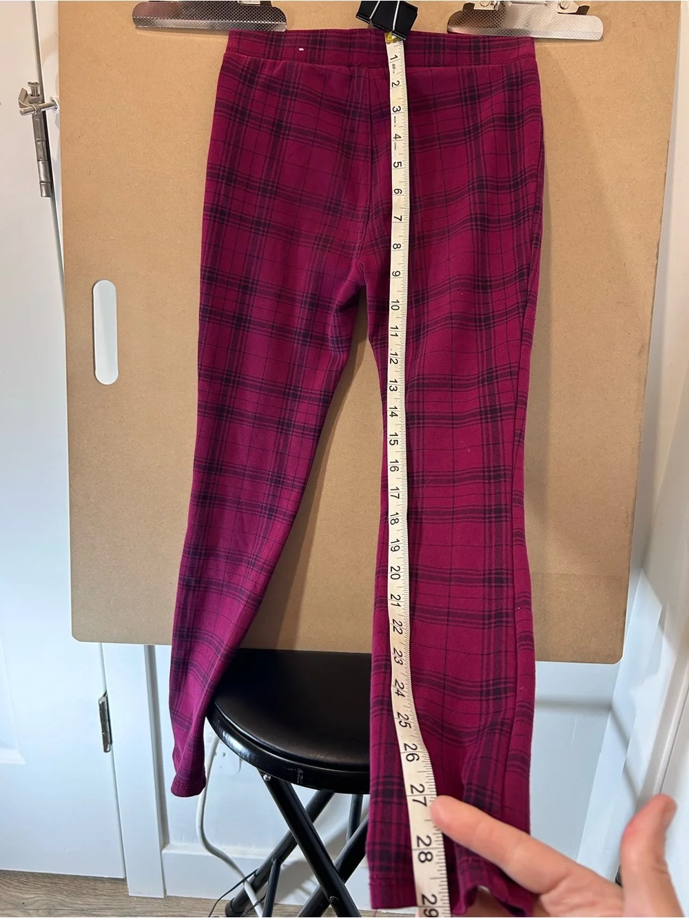 The Children’s Place Girls 8 Burgundy Plaid Ponte Jeggings Skinny Zip Pants